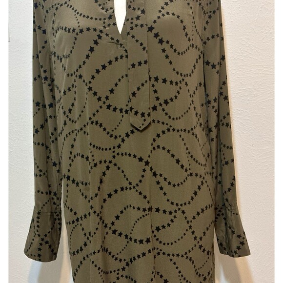 Equipment Cadence Size M Silk Stars Print Long Sleeve Dress Boho Feminine Fall - Picture 4 of 12